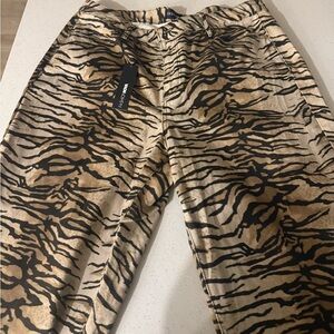 Fashion Nova Tan and Black Animal Print Pants